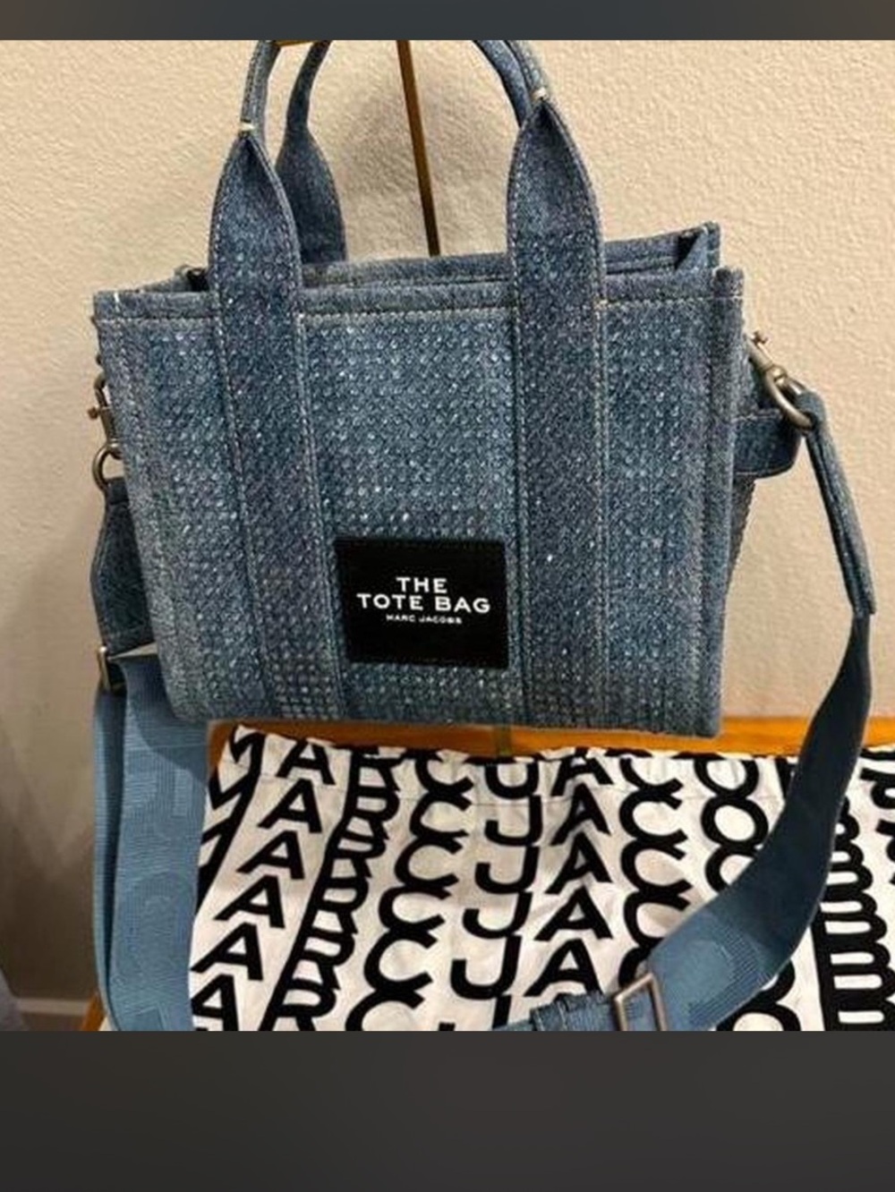Marc Jacobs Denim Blue The Tote Bag Small with Adjustable Strap